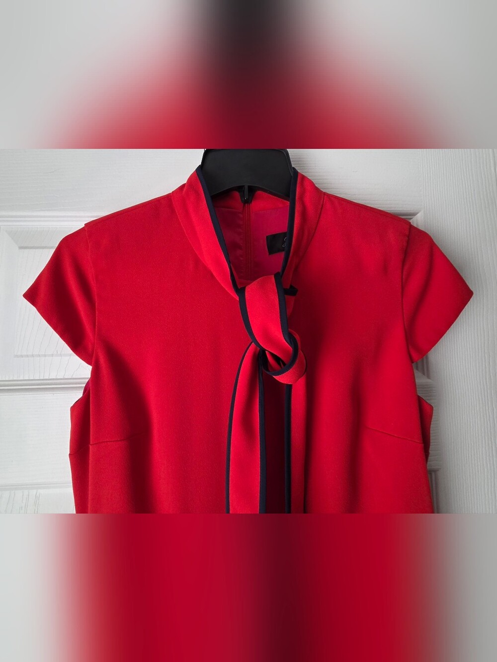 J. Crew Red Bow-Tie Fit & Flare Dress Size 6 - Picture 4 of 13